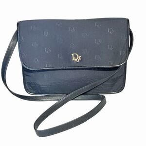 Christian Dior Navy Blue Monogram Crossbody Bag – Leather Interior